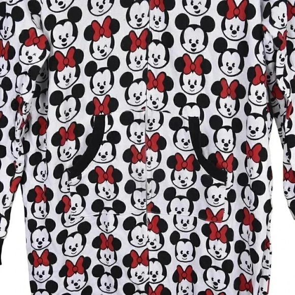 Disney Tsum  Tsum Minnie Mickey Mouse Hooded One-Piece Pajamas Onesie Medium - Picture 4 of 14